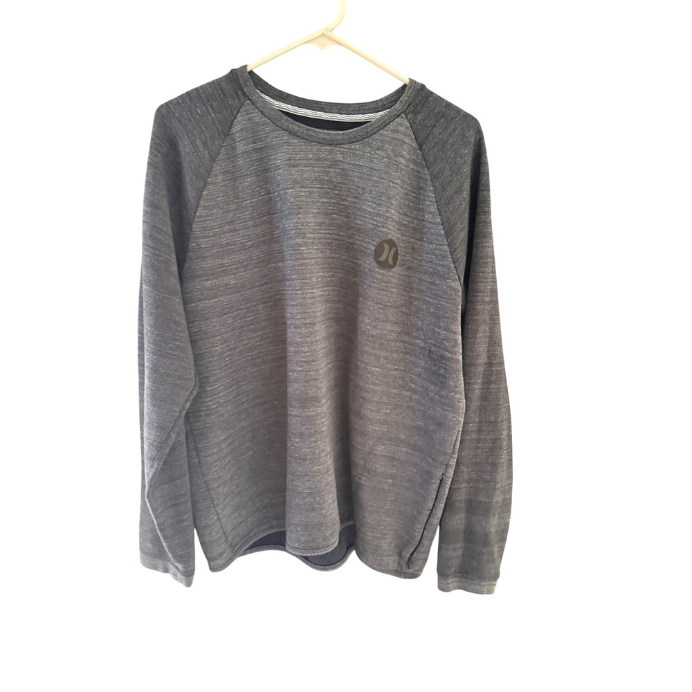 Hurley‎ Mens Gray Heather Raglan Long Sleeve Crewneck Top Side Pockets Size L